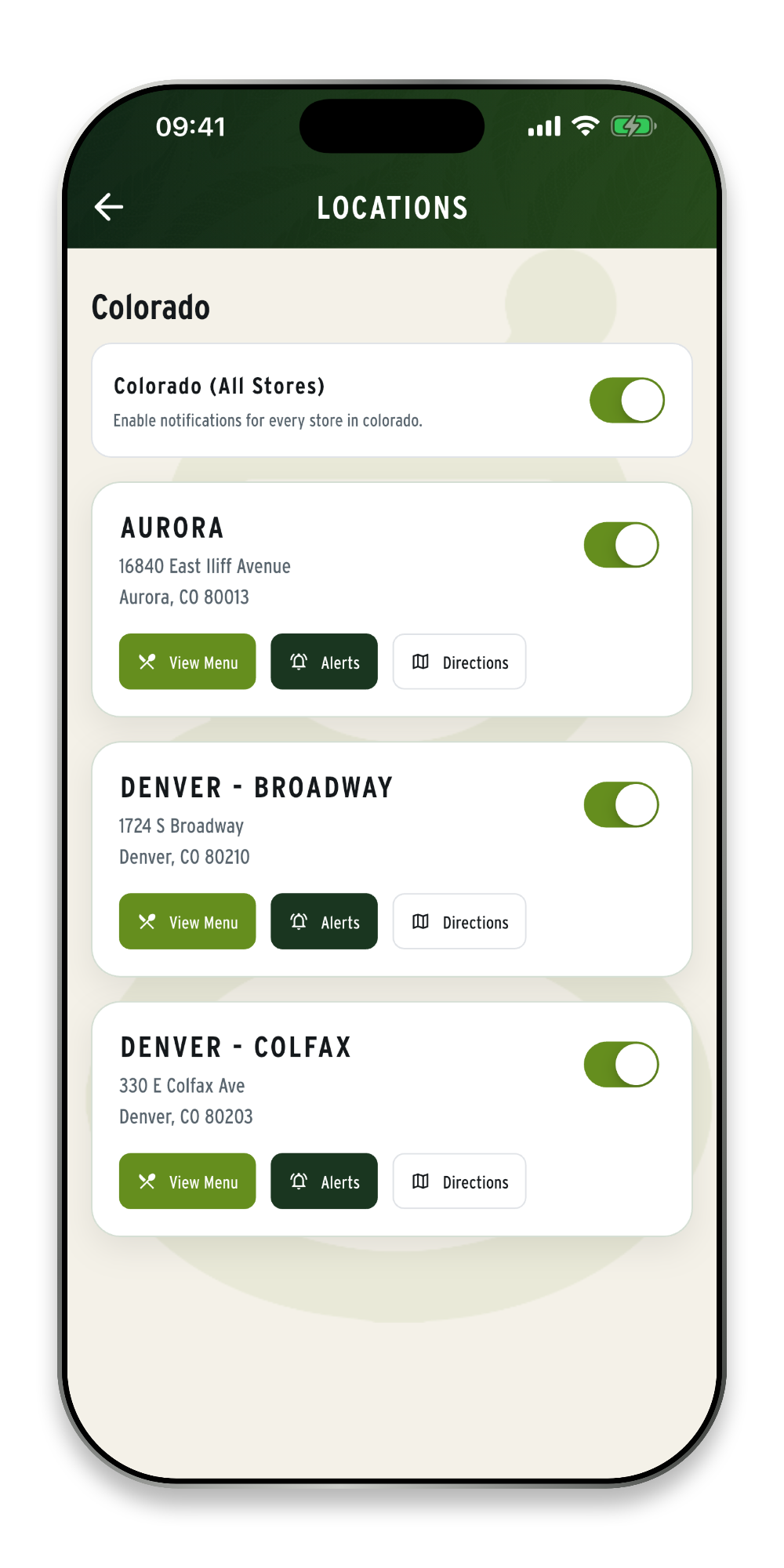 GC Connect location alerts screen