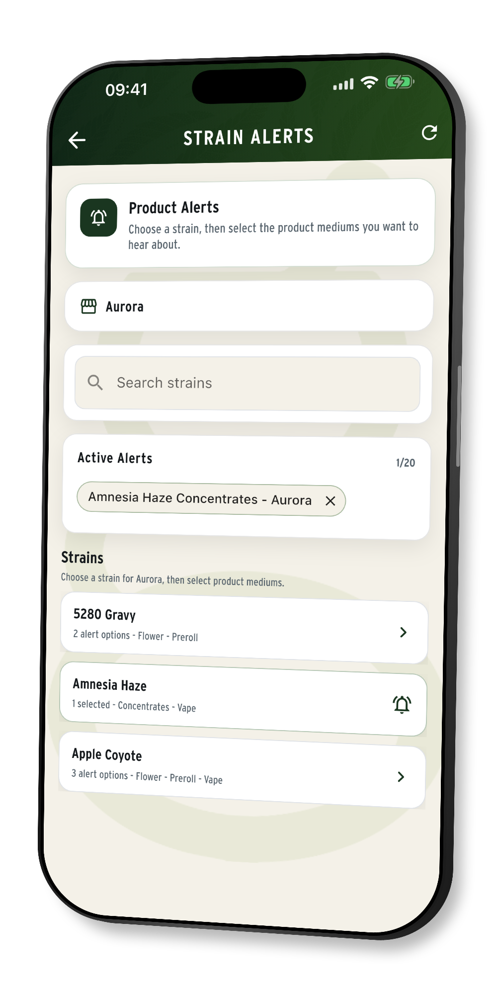 GC Connect strain alerts screen